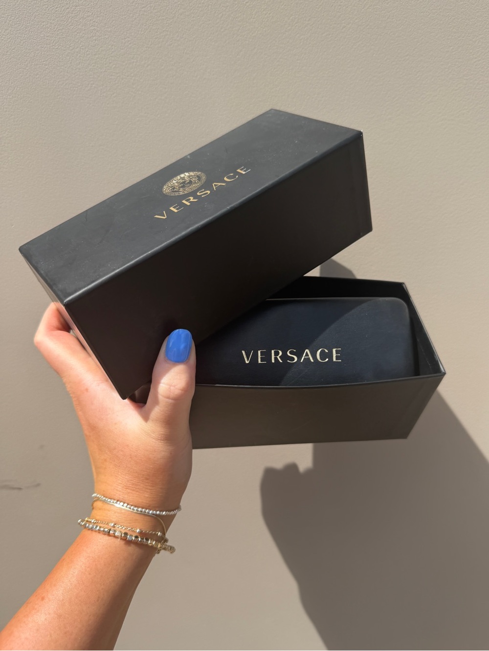 Versace Black and Gold Aviator Sunglasses